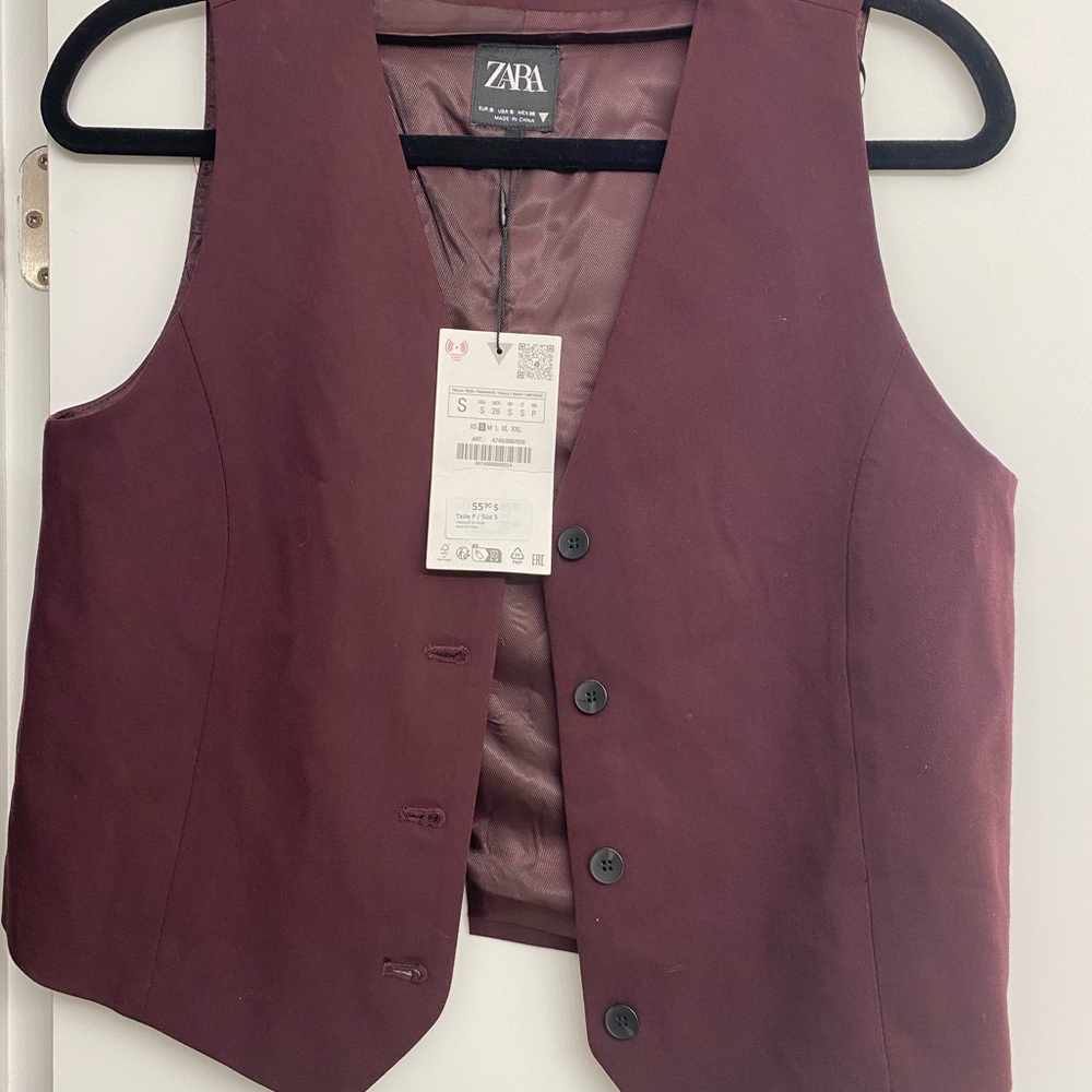 Zara Burgundy Vest